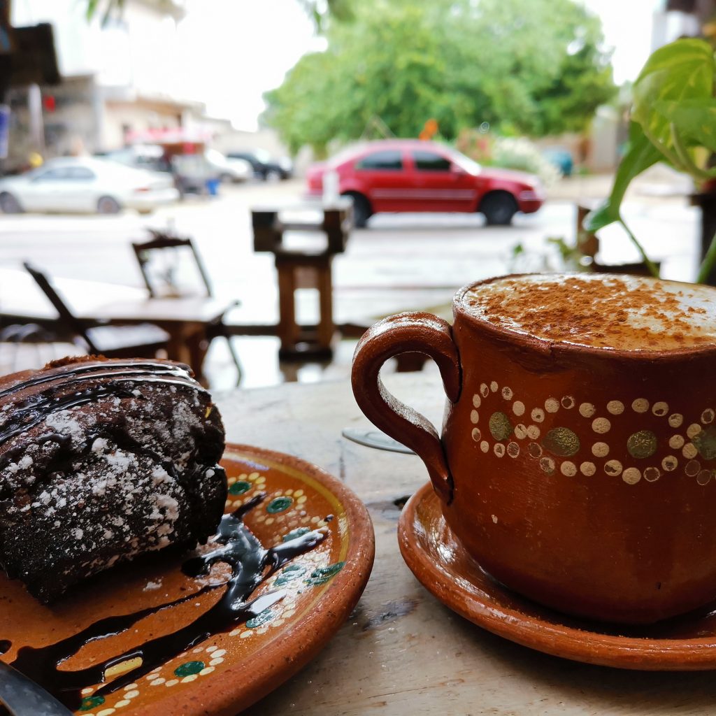 Coffee and cakes at Hunabku digital nomad cafe and coworking in Tulum Mexico