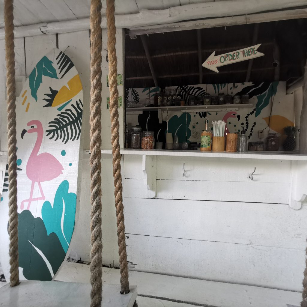 swings at the vegan smoothie bar in Tulum Mexico
