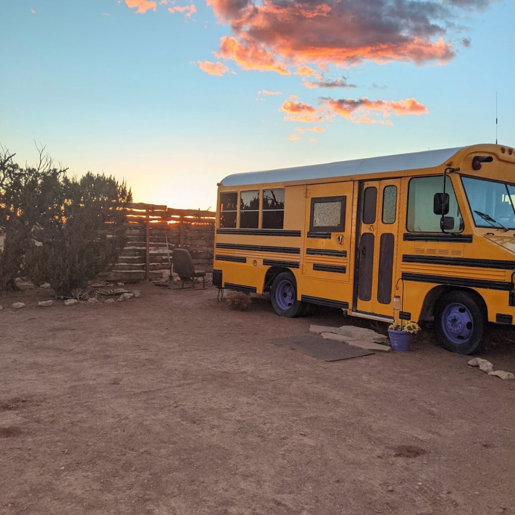 Unique schoolbus airbnb on a farm